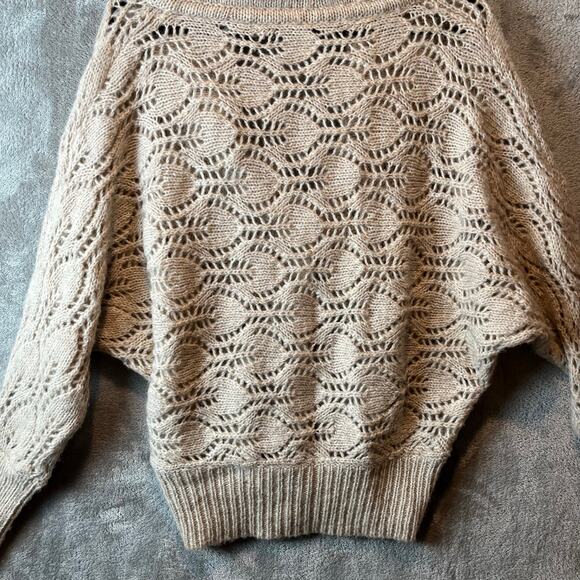 Free People XS Womens‎ Shawl Collar Cardigan Wool Crochet Knit Eyelet Cottage - Picture 5 of 7